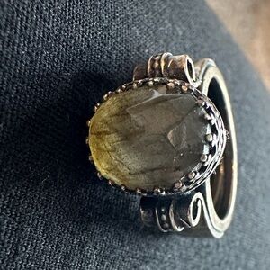 Ring Silver with Gray and Yellow Stone